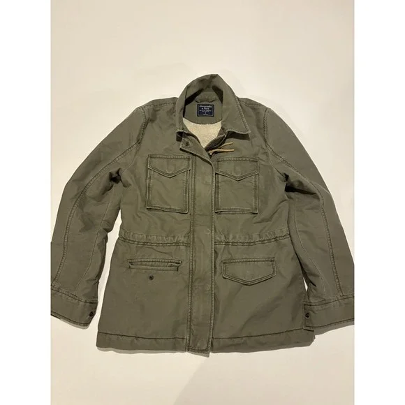 Abercrombie & Fitch A&F Womens Military Sherpa Lined OD Green Field Jacket Small - Picture 1 of 7